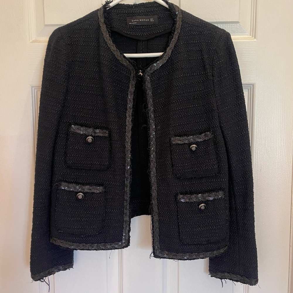 Zara Black Textured Blazer